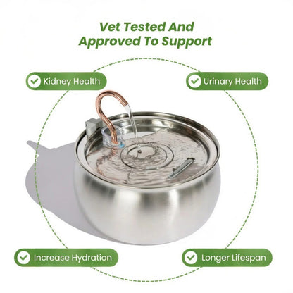 Nexafur Stainless Steel Cat Water Fountain